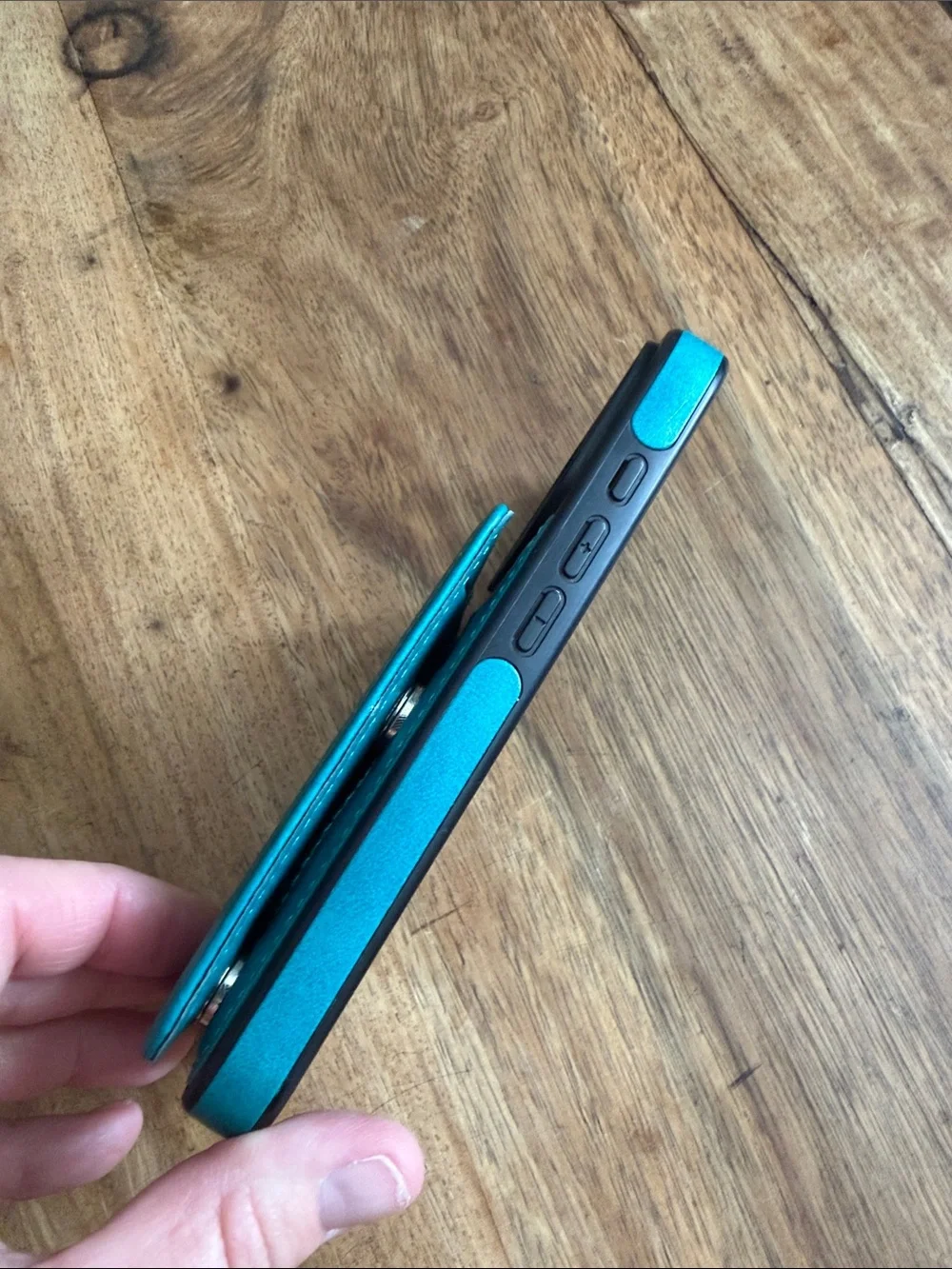 Teal Leather Phone Case with Black Frame - Premium Protective case iPhone 17 Pro